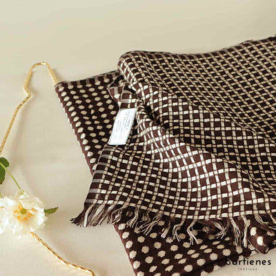 Schal Braun-Weiss gemustert aus Viskose - Fairtrade Edition