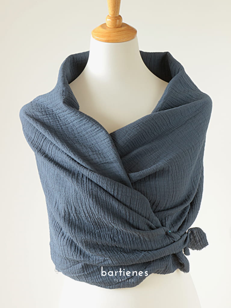 Leichter Baumwoll-Leinen-Stoff Krinkel in Denim Blau