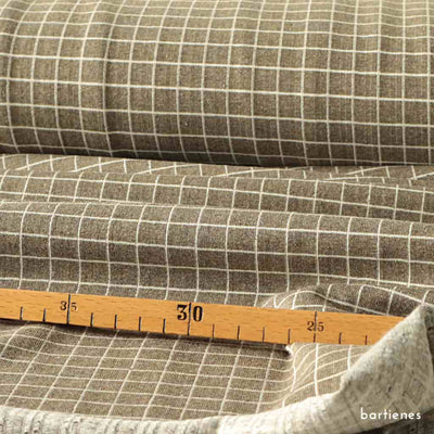 Jersey Stoff in Vintage Khaki mit Grid Muster