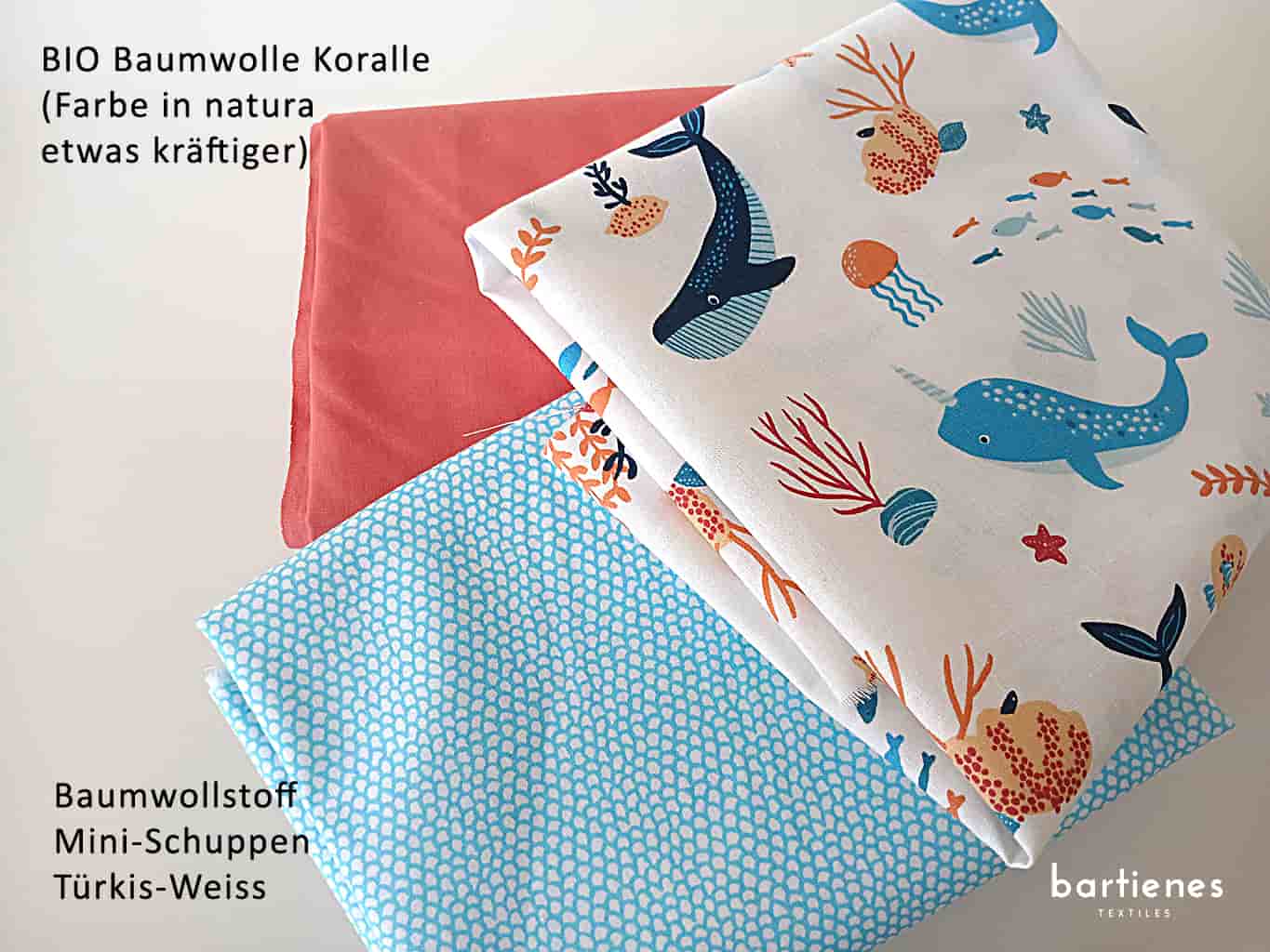 Baumwollstoff Meterware Mini-Muster Türkis-Weiss