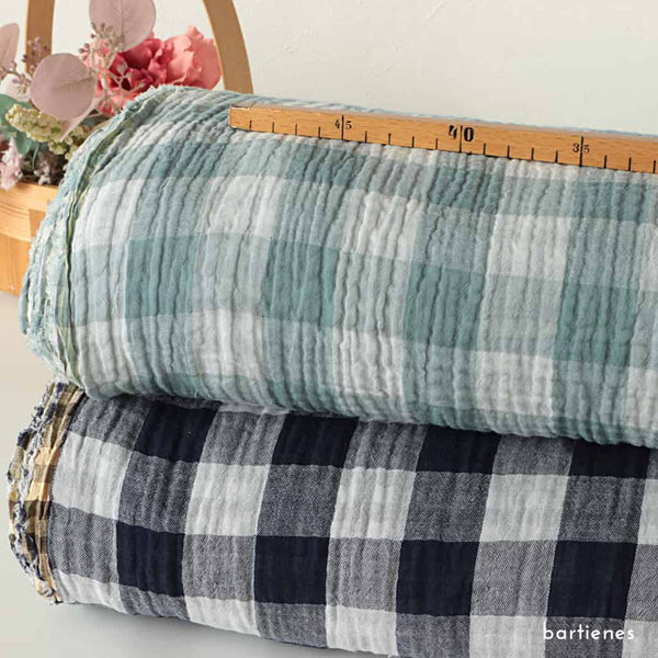 Musselin Double Gauze mit beidseitigem Vichy-Karo kaufen Bartienes