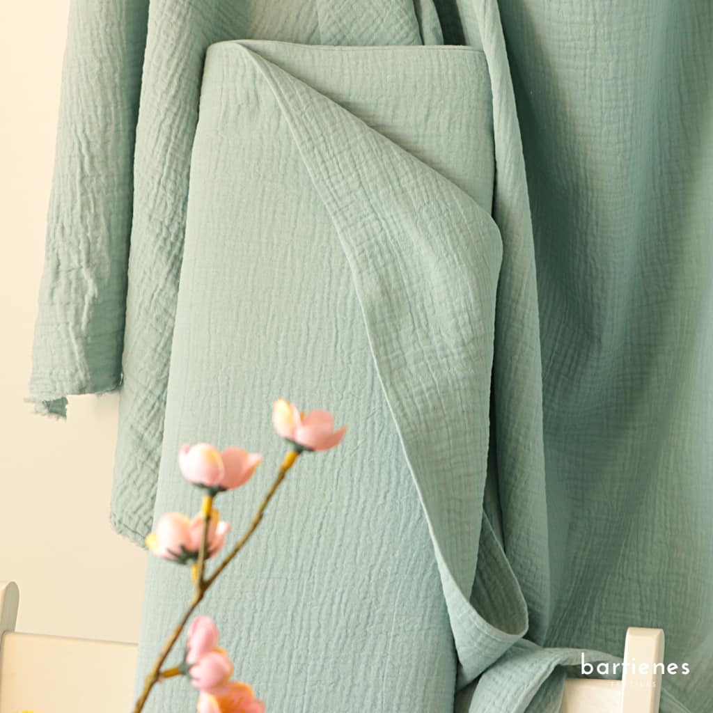 Musselin Stoff Meterware Uni frisches Mint-Blau