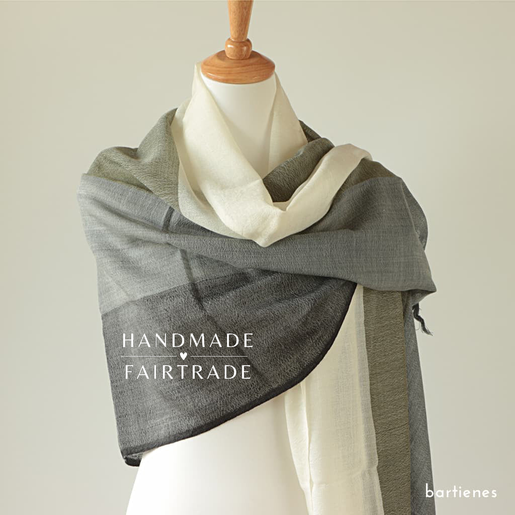 Feiner Wollschal 100% Merinowolle mulesingfrei - handgewebt - fair