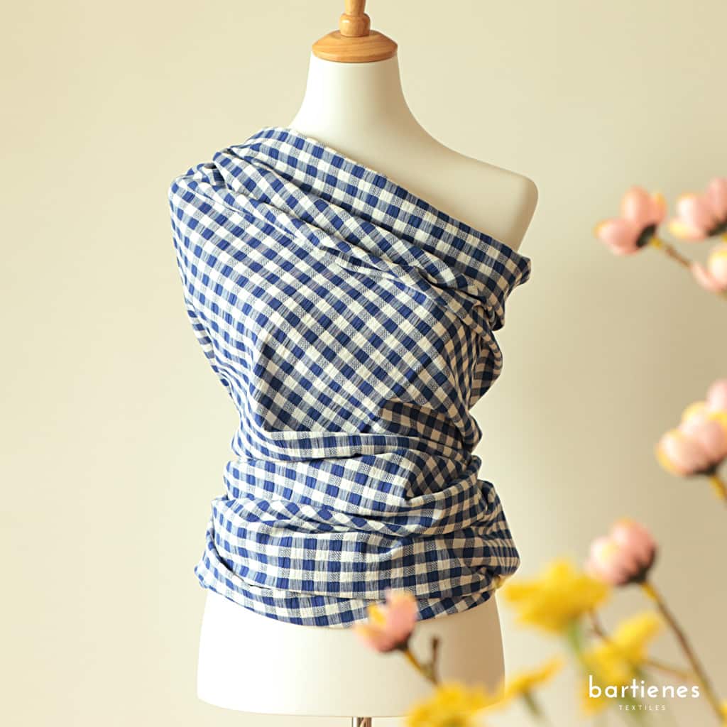 Seersucker Stoff mit Vichy Karo gross aus Baumwolle