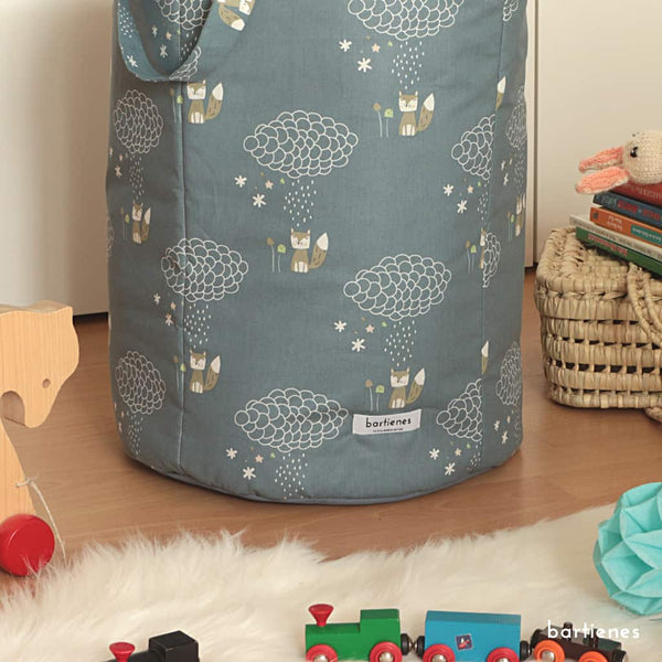 Aufbewahrungskorb Kinderzimmer Stoff Fuchs und Regenwolke
