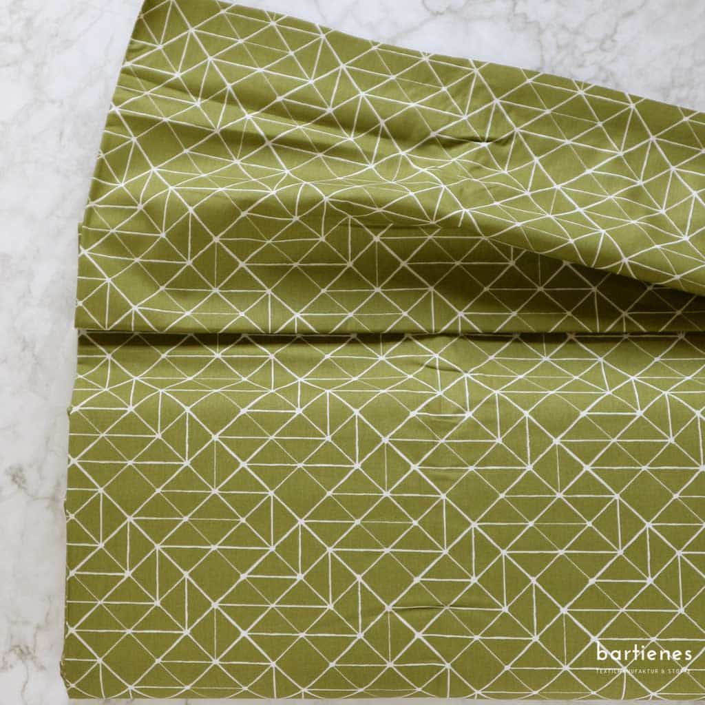 Baumwollstoff feine Webware grafische Muster Grüntöne