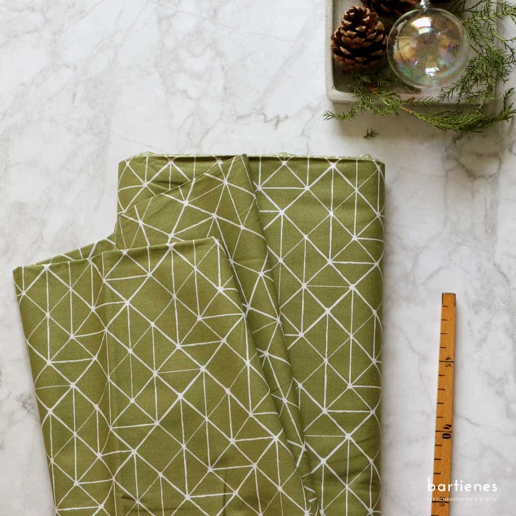 Baumwollstoff feine Webware grafische Muster Grüntöne