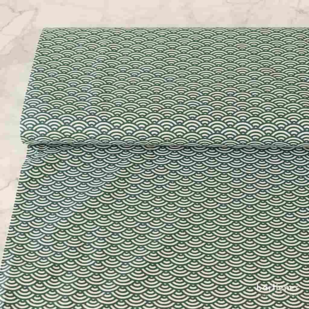 Baumwollstoff feine Webware grafische Muster Grüntöne