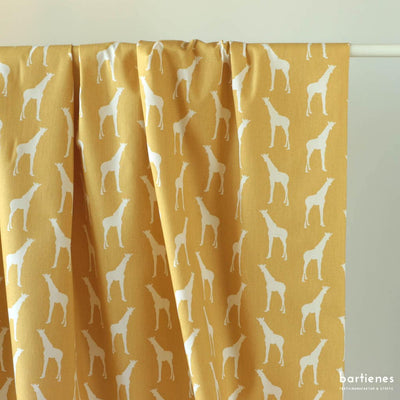 Kinderstoff Baumwolle Gelb mit Giraffen als Meterware Bartienes